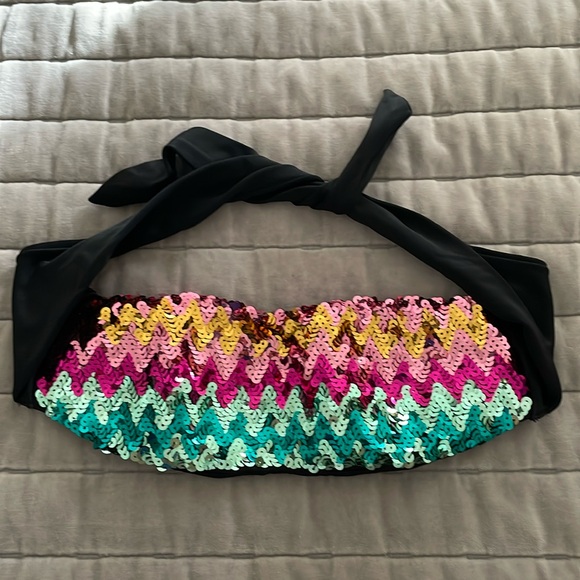 Victoria’s Secret bandeau bikini top black and sequins  size S - Picture 1 of 5